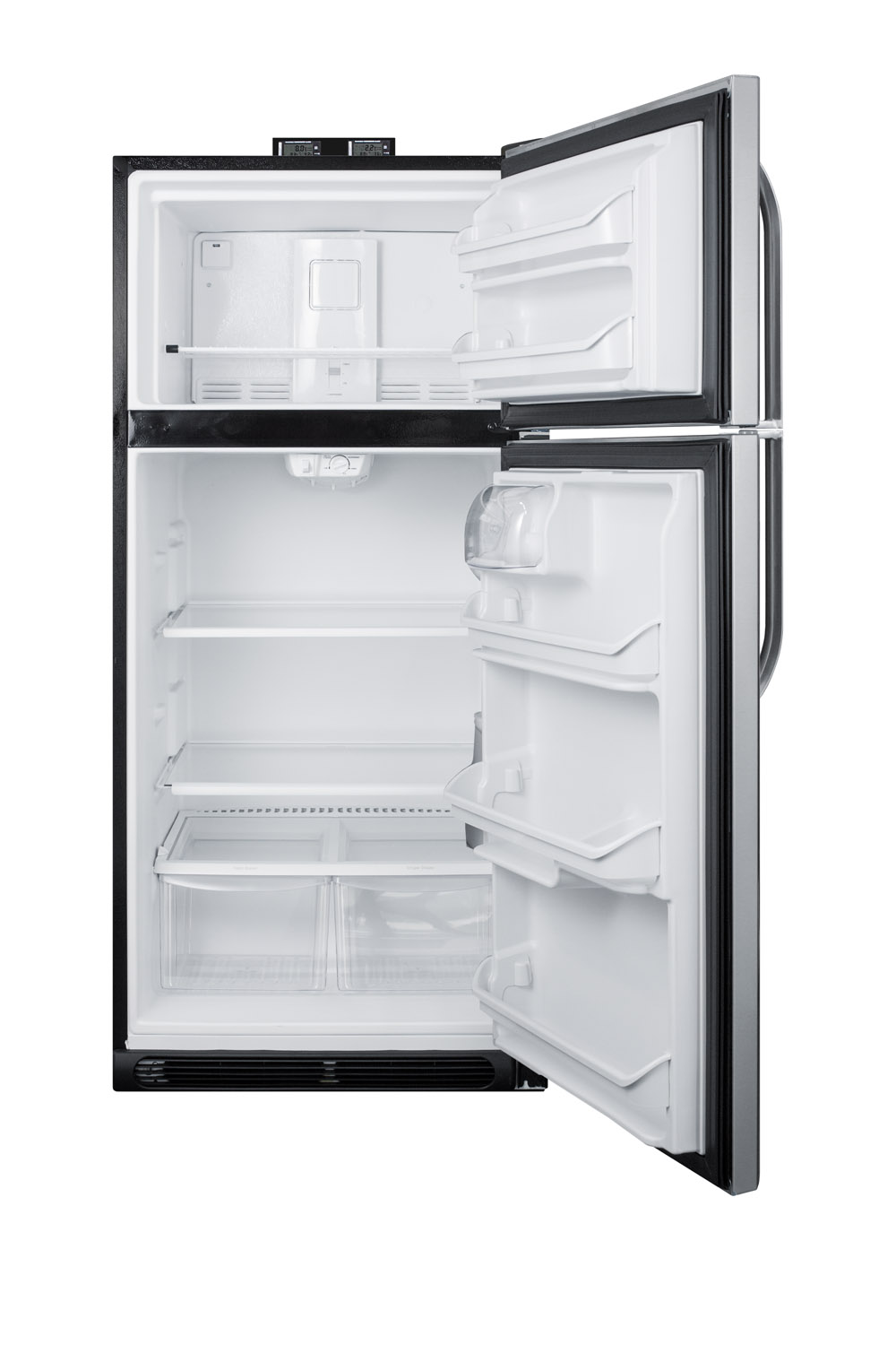 18 cu.ft. break room refrigerator-freezer with factory-installed NIST calibrated alarm/thermometers